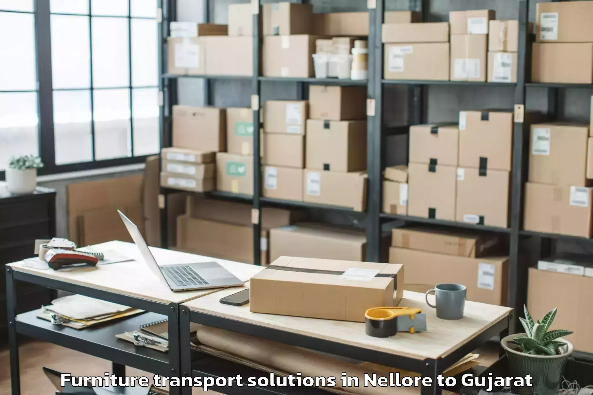 Trusted Nellore to Gandhi Nagar Furniture Transport Solutions